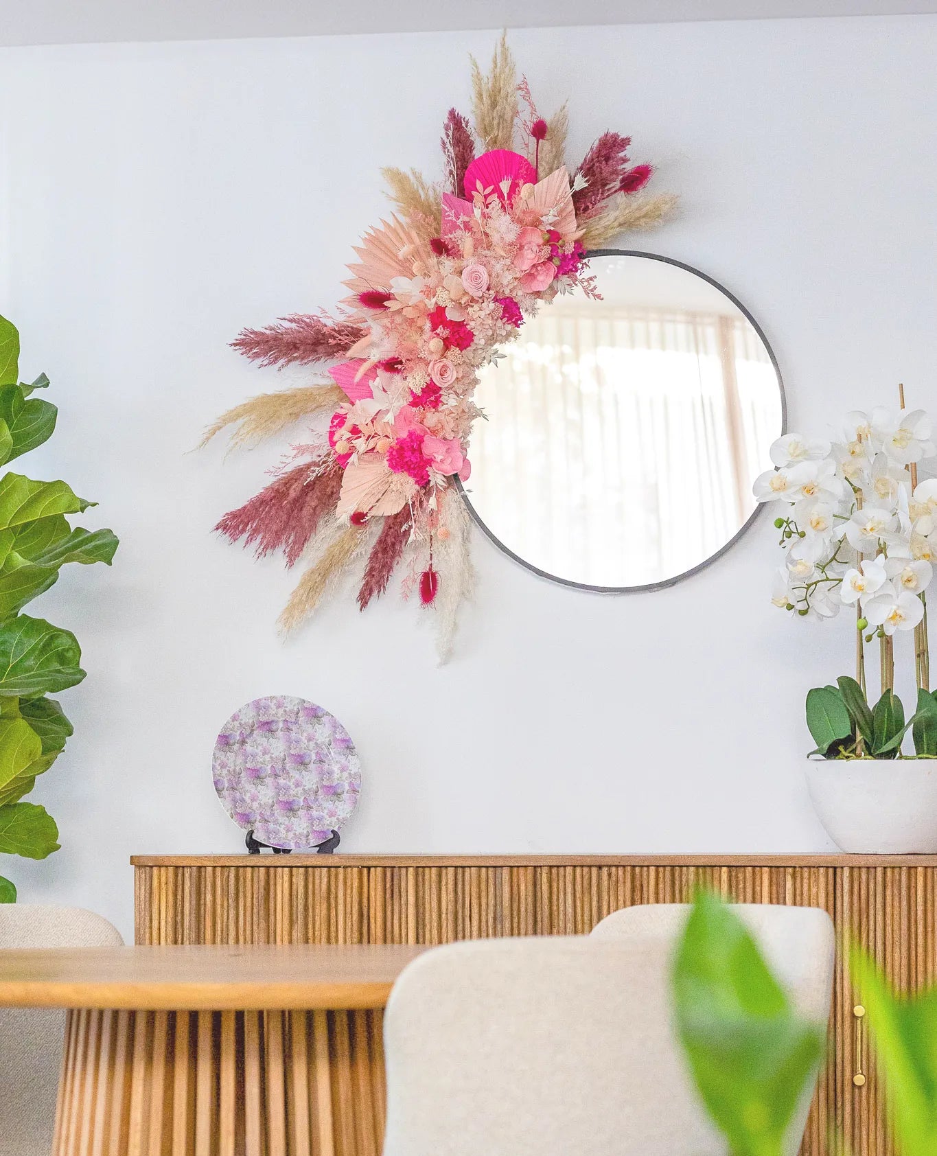 Pretty in Pink - Dried Flower Mirror - Office Flower