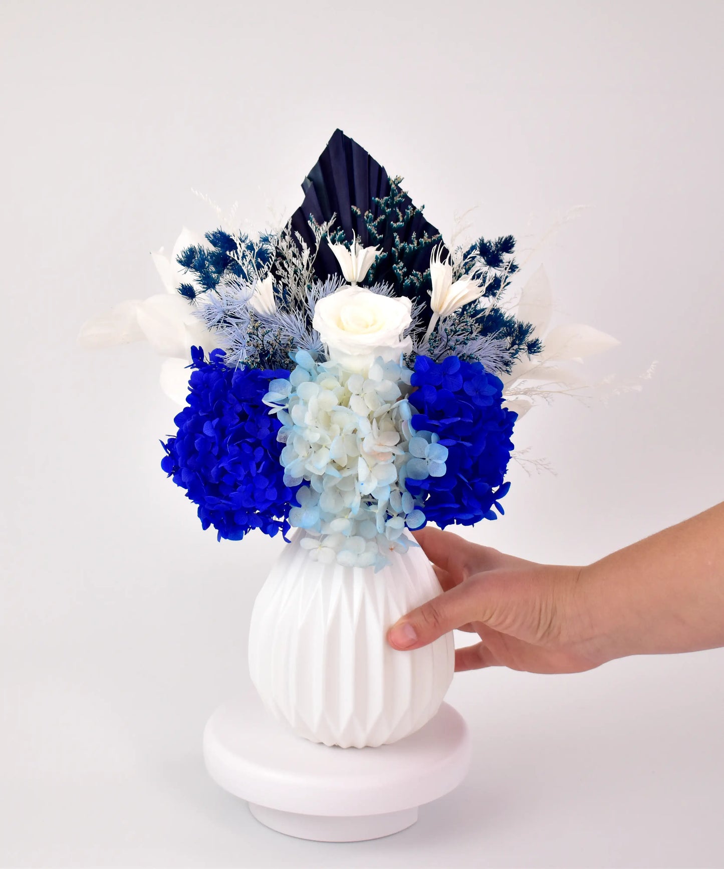 Blue and White Preserved Flowers - Office Flower