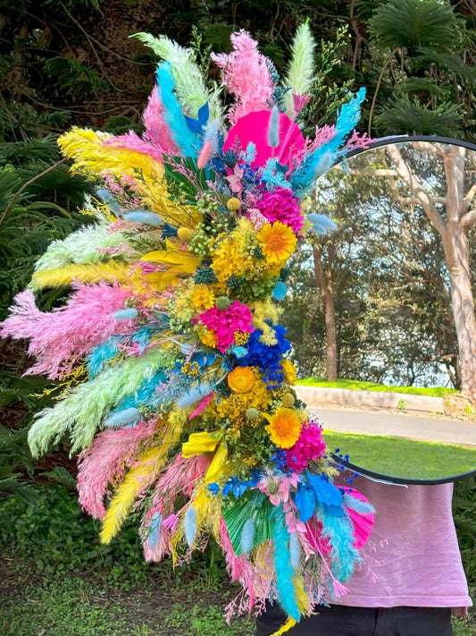 Skyward Rainbow - Dried Flower Mirror - Office Flower