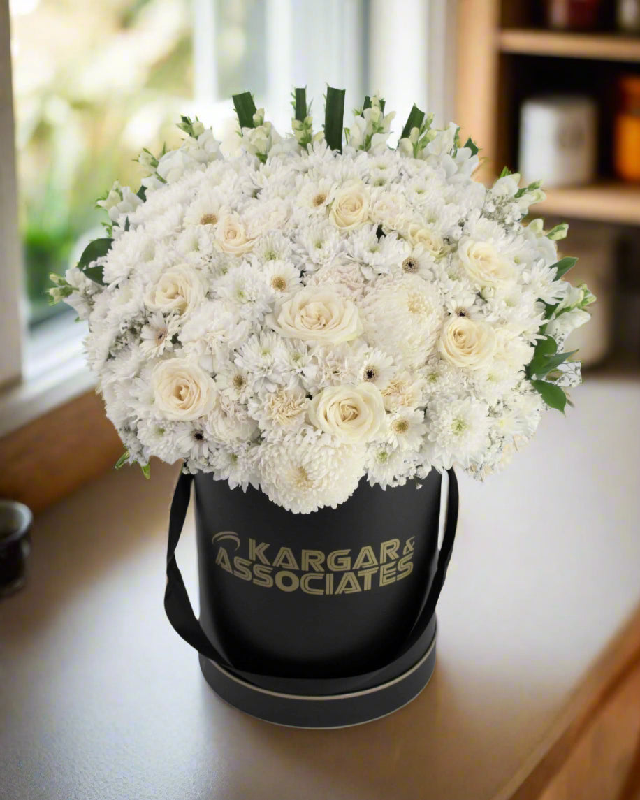 Black & White Flower Box - Office Flower