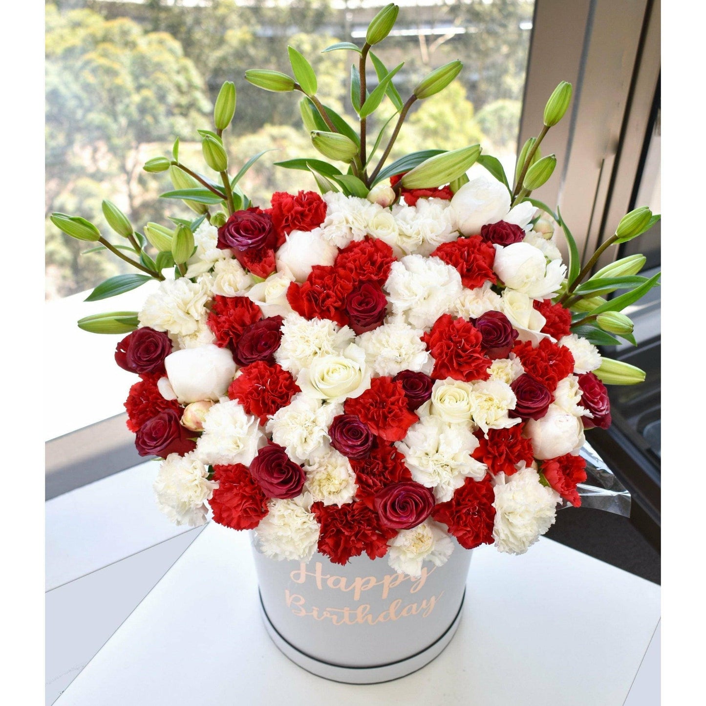 White and Red Blooms - Office Flower