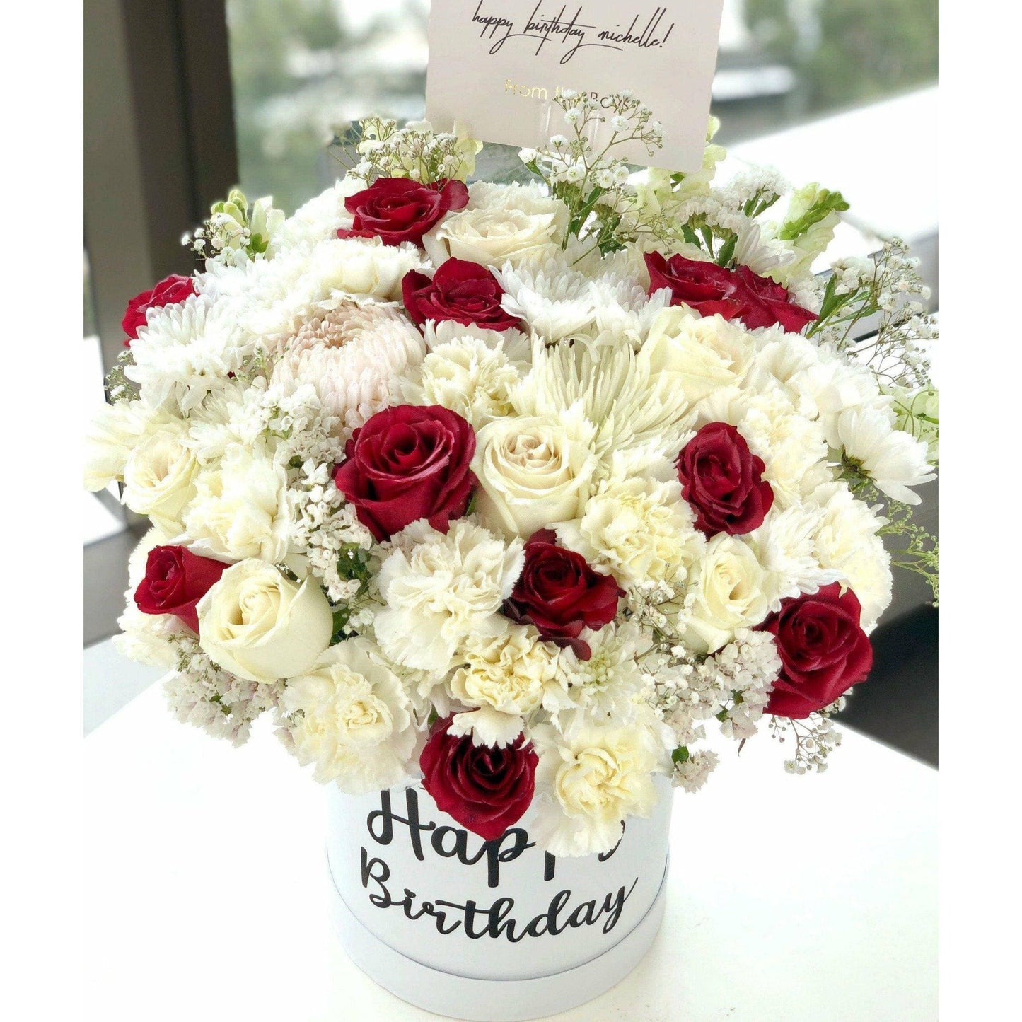 White and Red Blooms - Office Flower