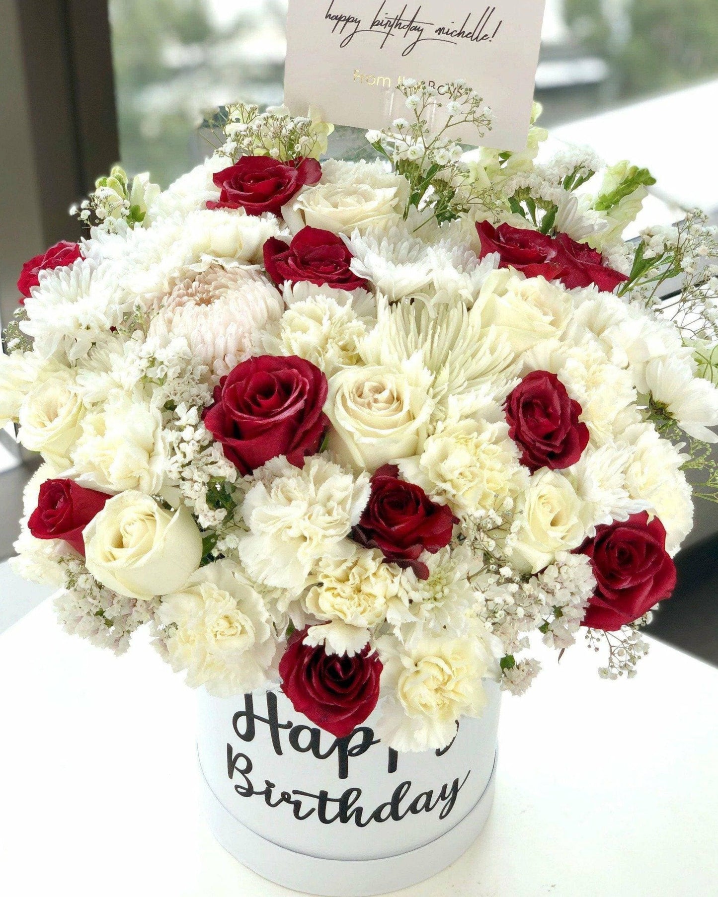 White and Red Blooms - Office Flower