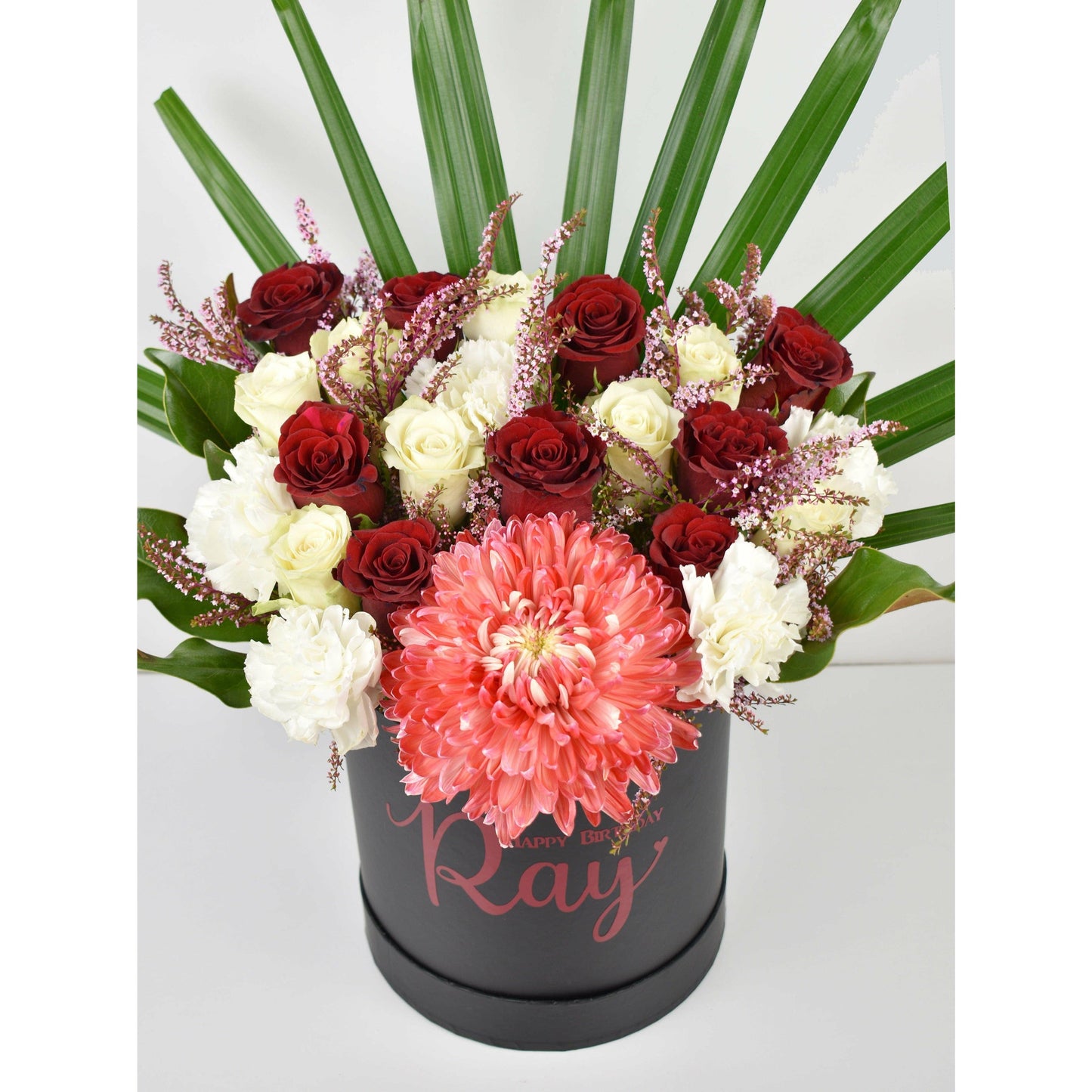 Red and White Blooms (Black Edition) - Office Flower