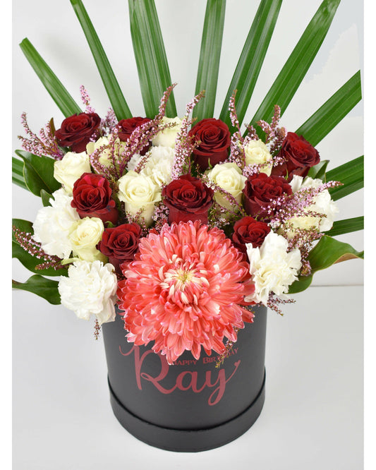 Red and White Blooms (Black Edition) - Office Flower