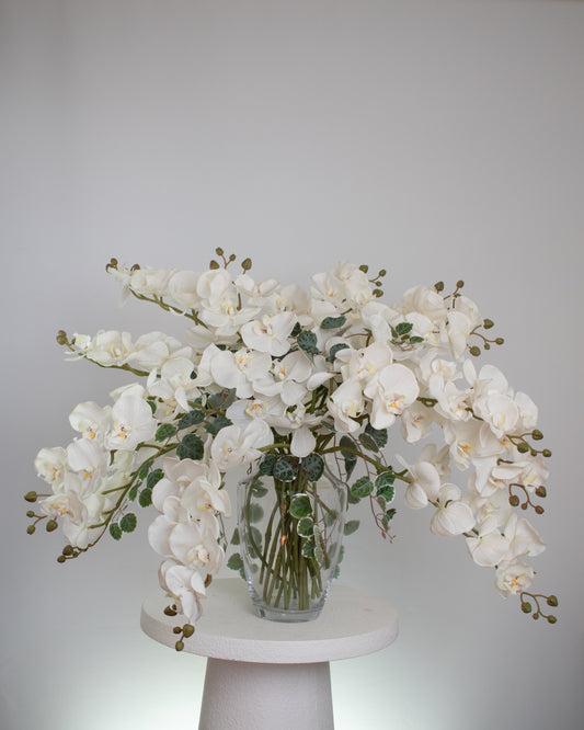Artificial white Phalaenopsis orchid arrangement