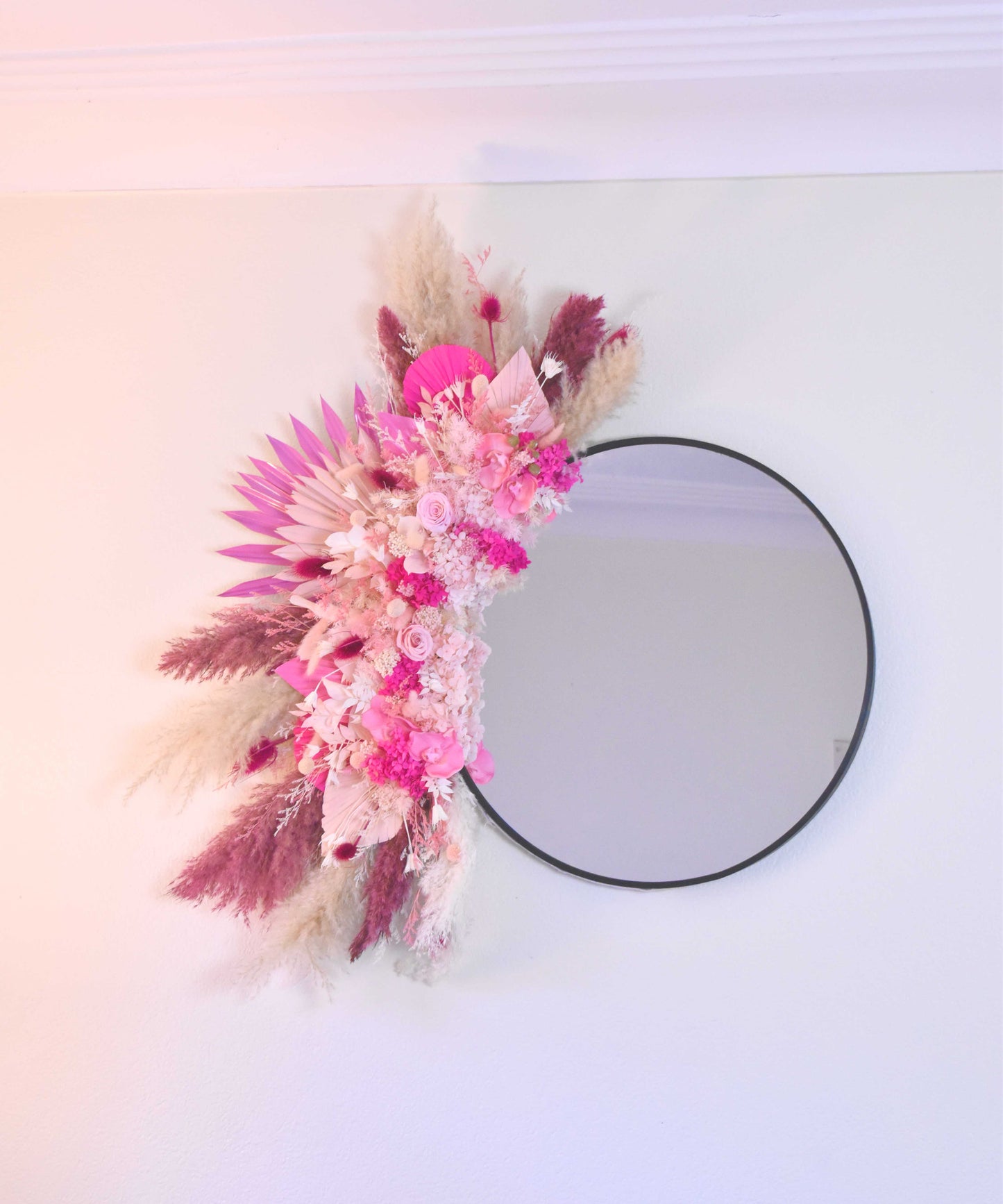 Pretty in Pink - Dried Flower Mirror - Office Flower