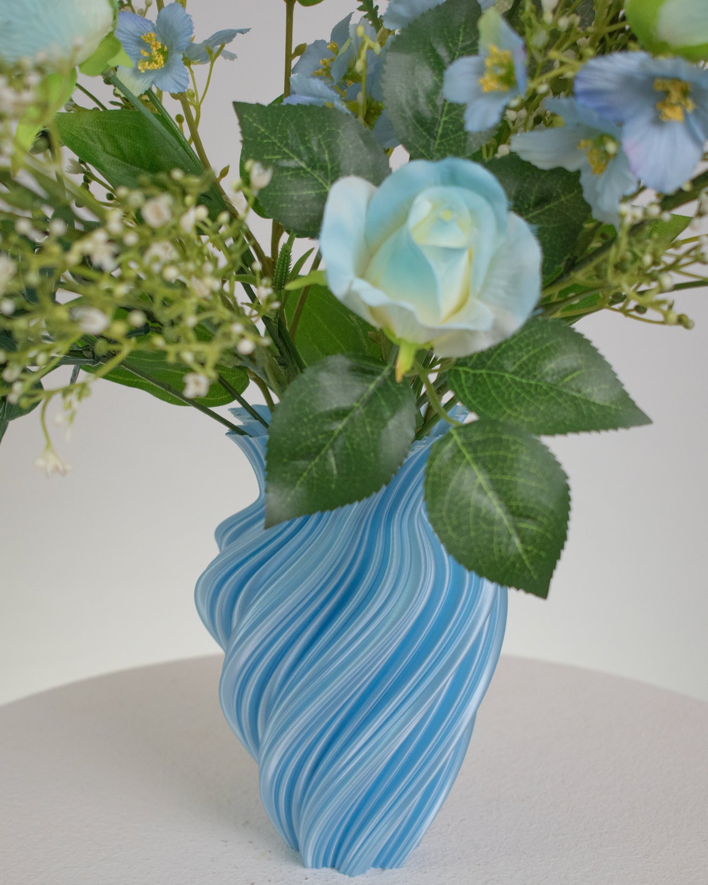 Blue silk vase