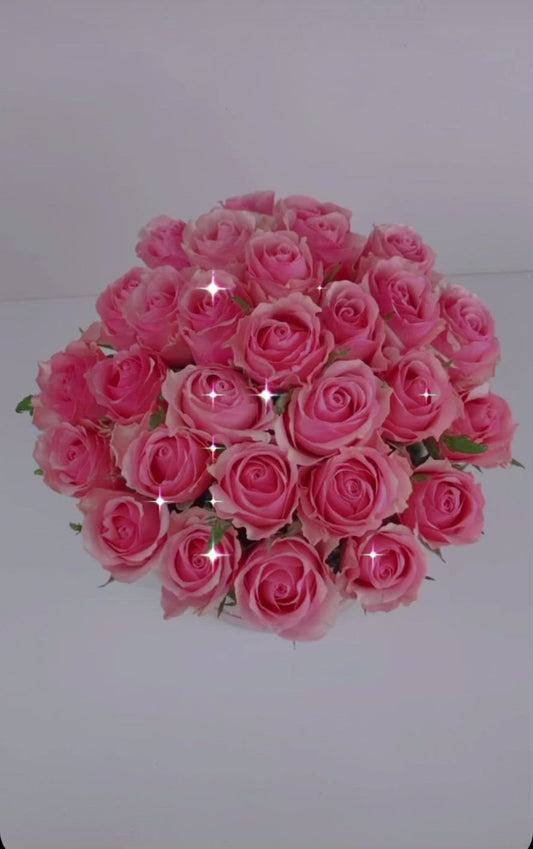 Pink Rose Box with fresh-cut pink roses from OfficeFlower