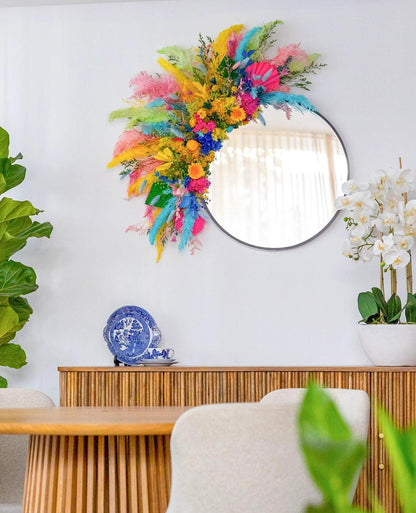 Skyward Rainbow - Dried Flower Mirror - Office Flower