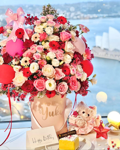 Red and Pink and white flower box