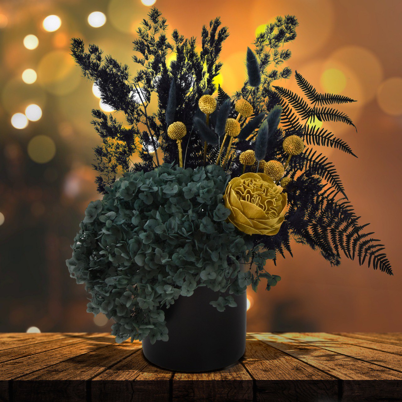 black and gold dried flowers 