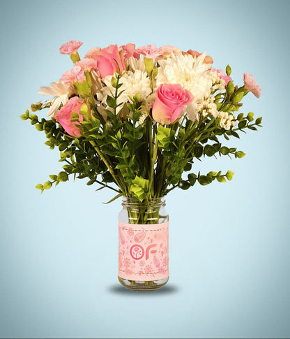 Flower Jar - Pink and White Blooms - Officeflower