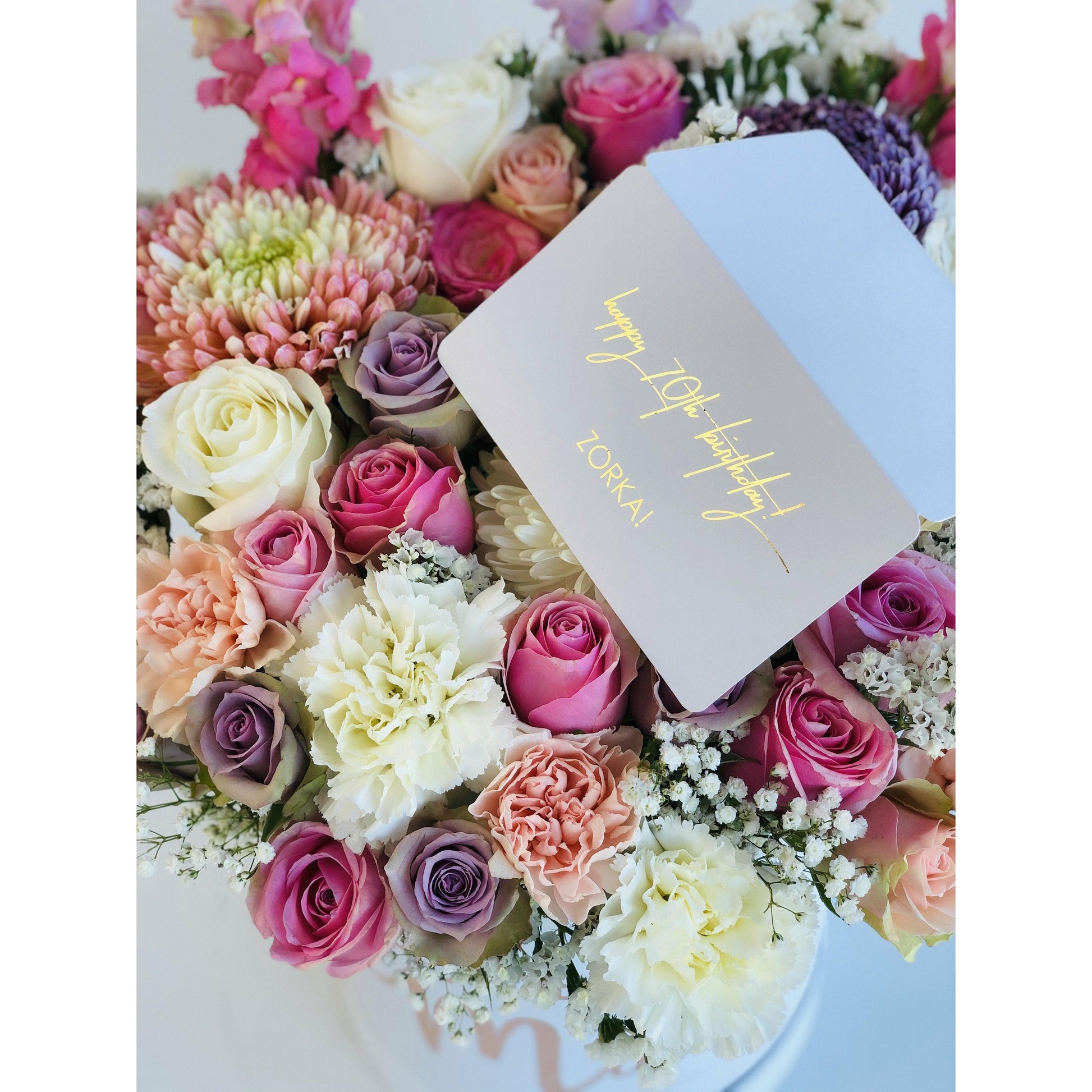 Premium Custom Gold Cards and flowers - Officeflower